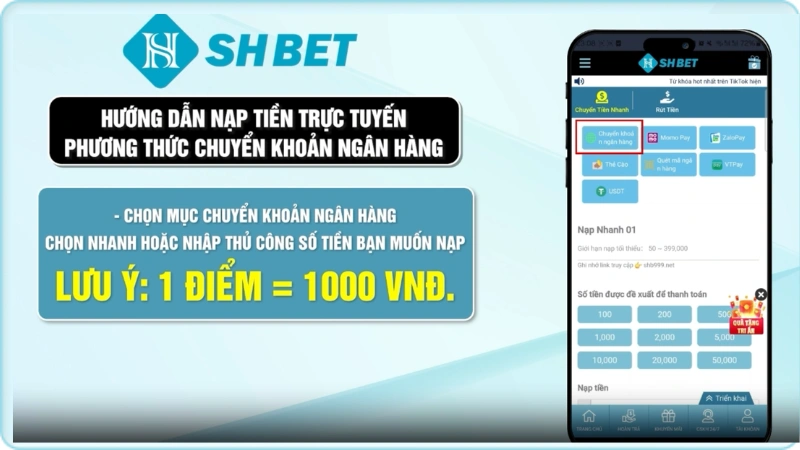 Quy trình nạp rút tiền tự động tại nhà cái SHBET